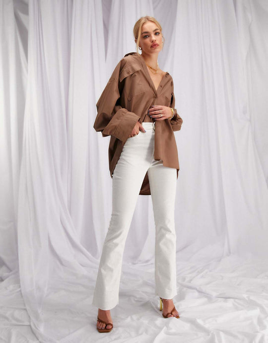 asos-design 70-luvun leveälahkeiset housut, off white