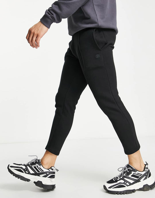 soulstar tapered pin tuck joggers in black