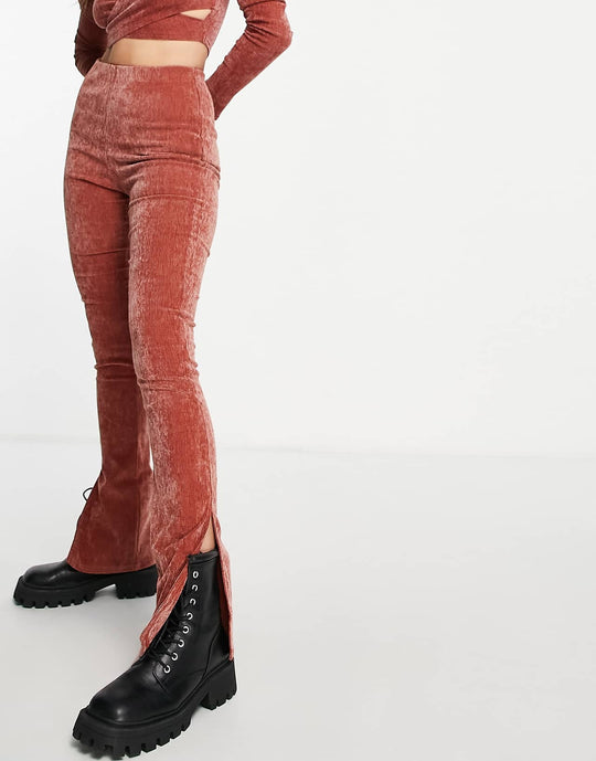 emory park baby cord split hem flares co ord in rust