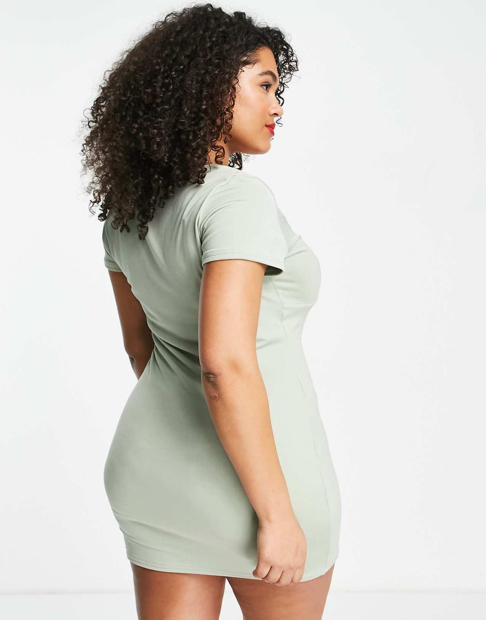 public-desire-curve-double-layered-slinky-plunge-bodycon-dress-in-sage-green