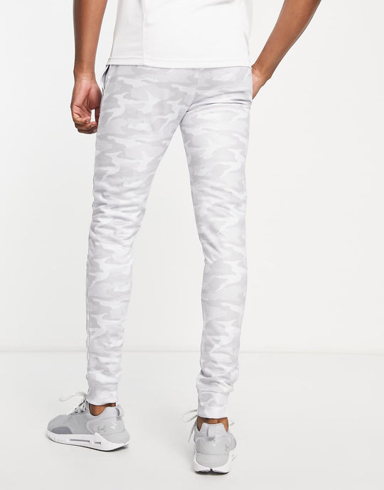 avant-garde grid joggers in light grey camo