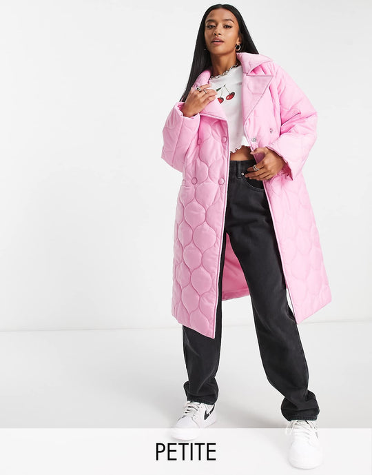miss-selfridge-petite-longline-puffer-coat-in-pink