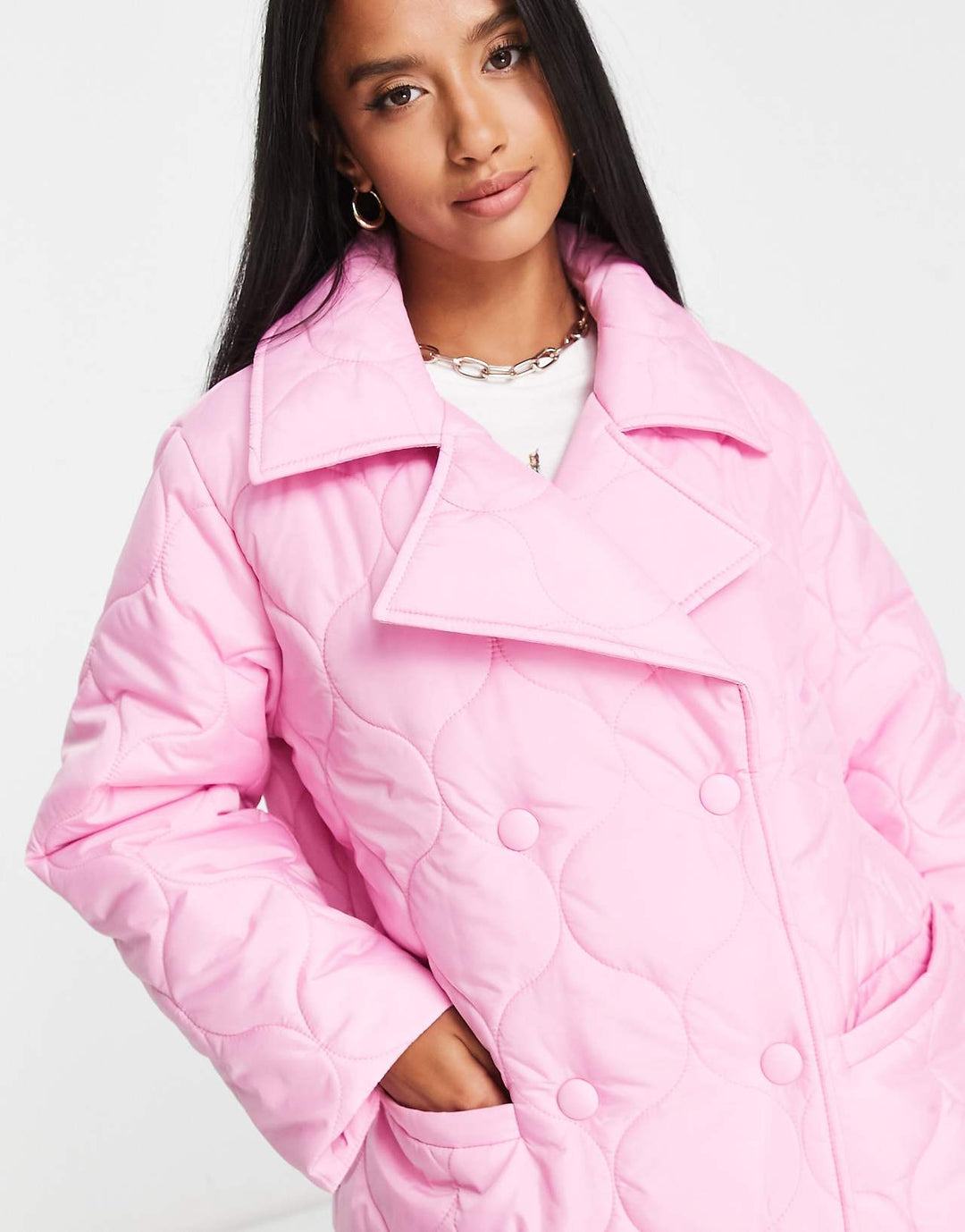 miss-selfridge-petite-longline-puffer-coat-in-pink