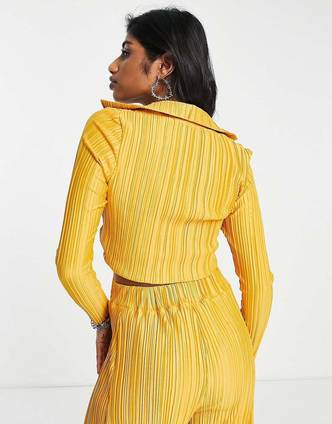 i saw it first plisse tie front crop top co ord in mango