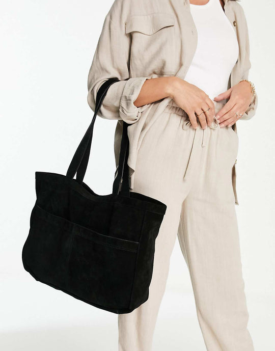 urbancode suede tote bag in black
