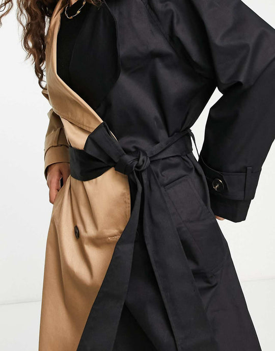 asos-design-petite-half-and-half-trench-coat-in-black-and-stone