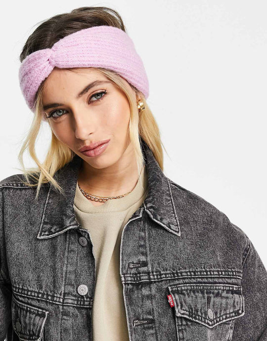 ASOS Design Textured Knit Headband in Lilac