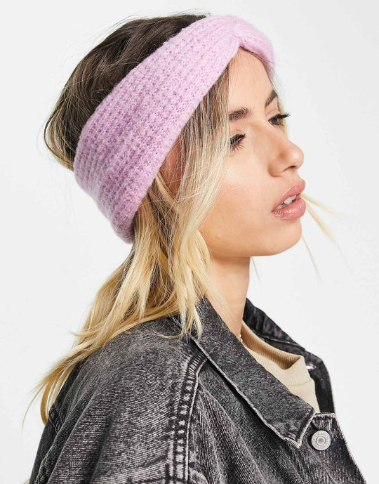 ASOS Design Textured Knit Headband in Lilac