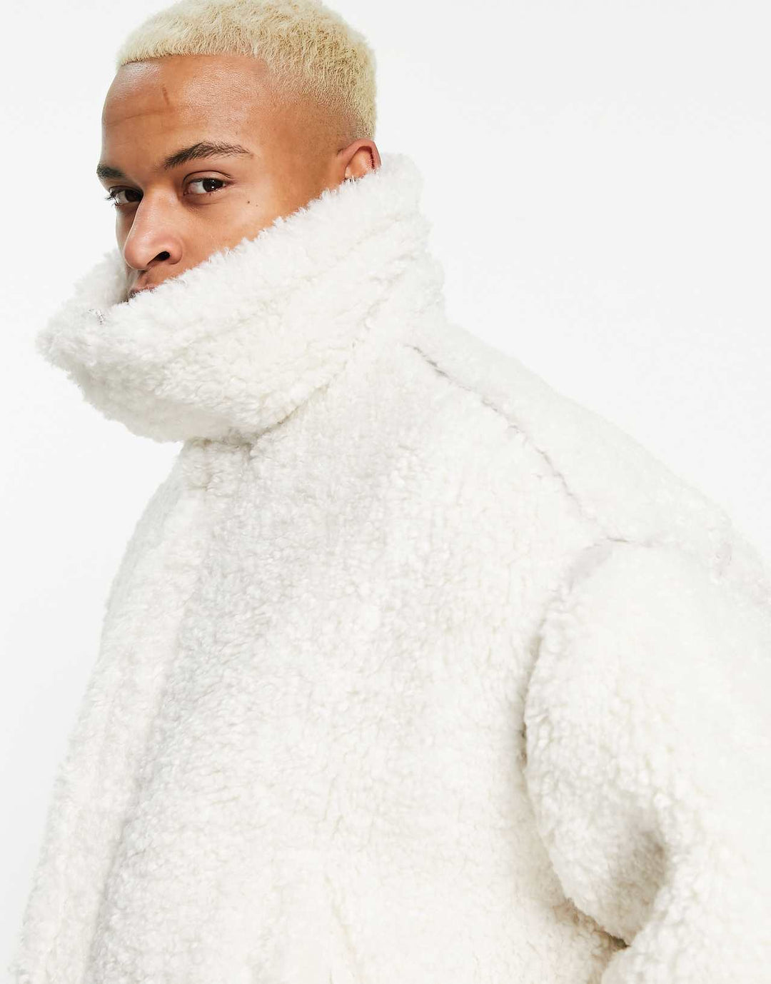 ASOS Design Oversized Shearling Jacket in Off White
