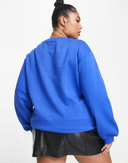 Threadbare Plus Christmas Embroidered Sweater in Blue