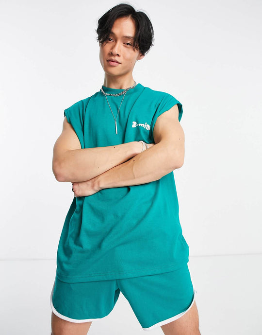 2 Minds Co-ord Juice Back Print Vest in Green