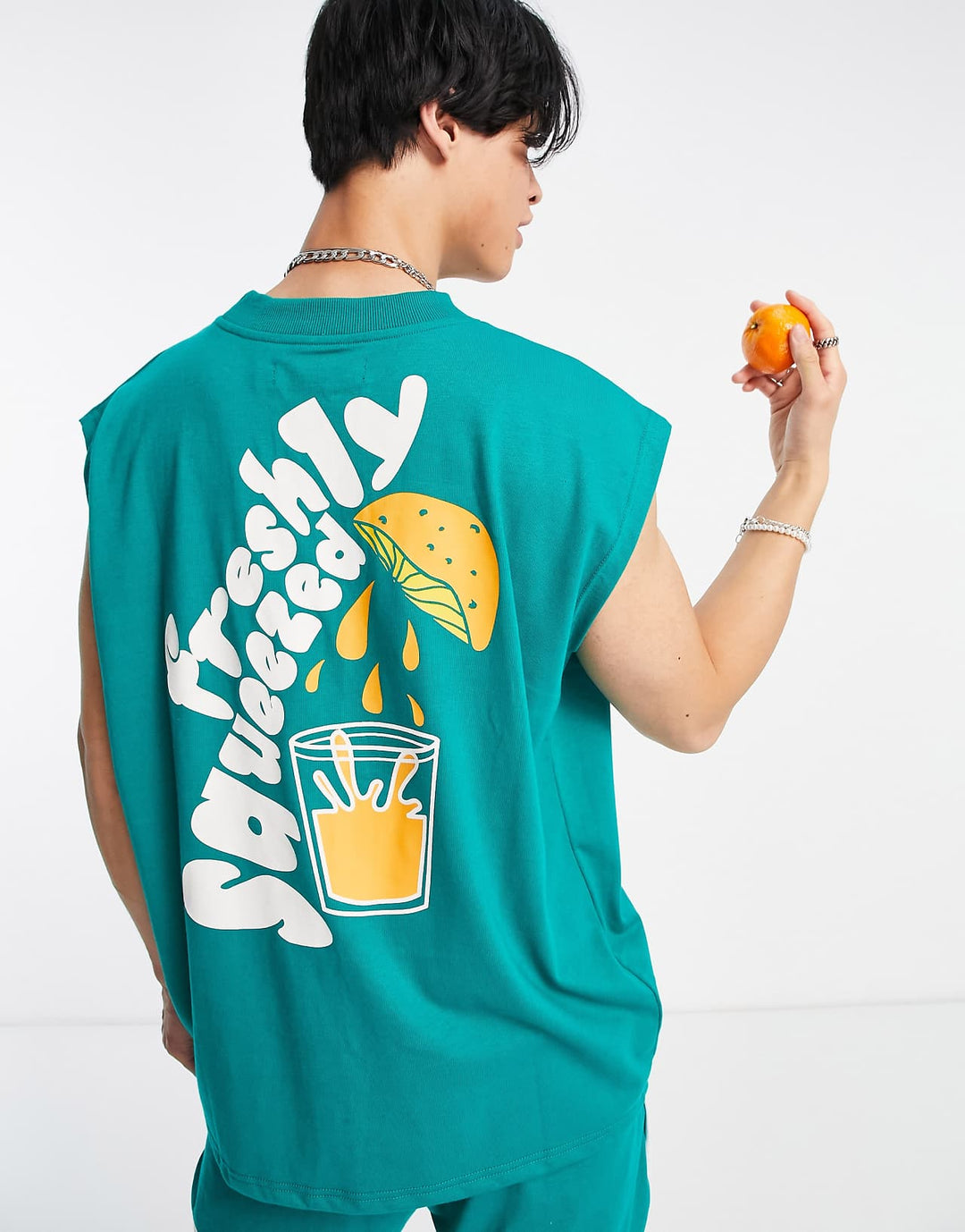 2 Minds Co-ord Juice Back Print Vest in Green