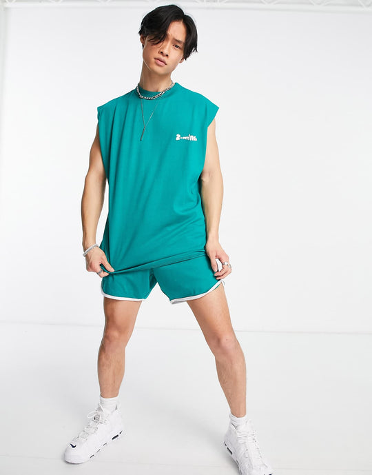 2 Minds Co-ord Juice Back Print Vest in Green
