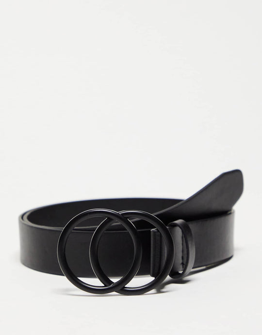 glamorous waist and hip belt with circle buckle in black