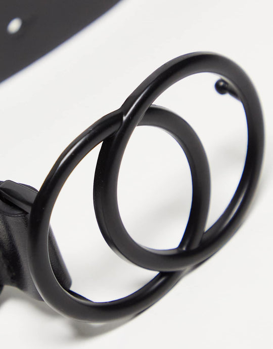 glamorous waist and hip belt with circle buckle in black