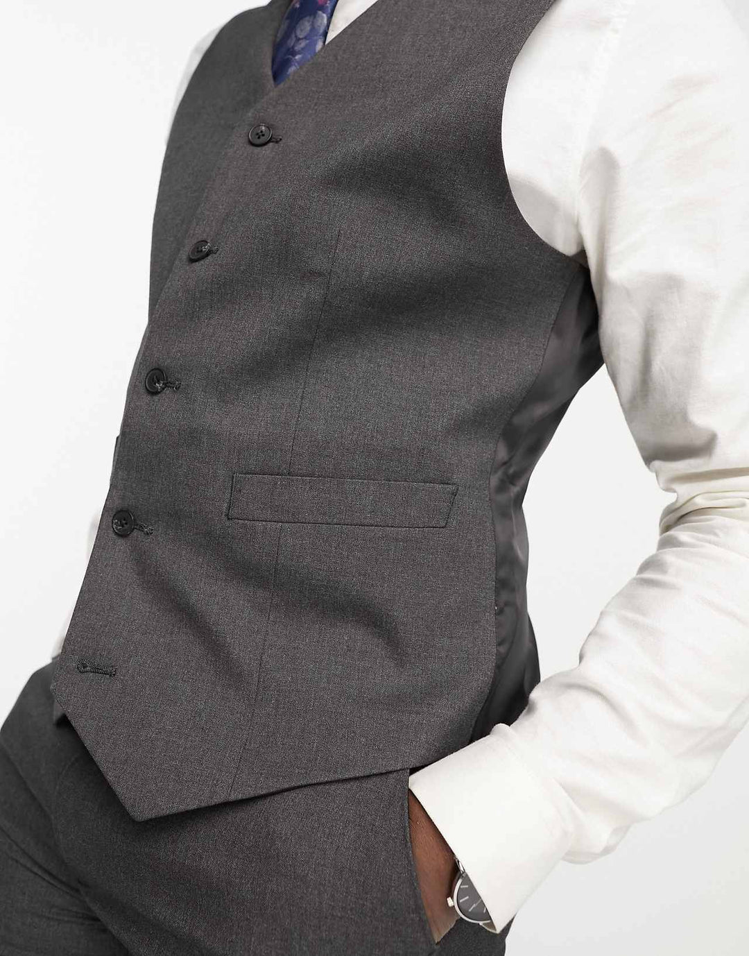 ASOS Design Slim Suit Waistcoat in Charcoal