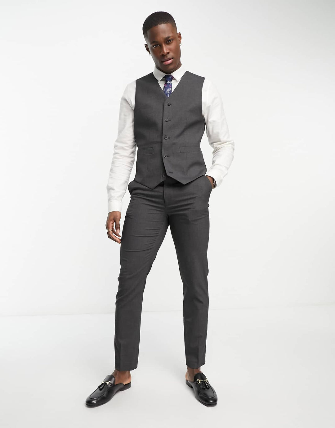 ASOS Design Slim Suit Waistcoat in Charcoal