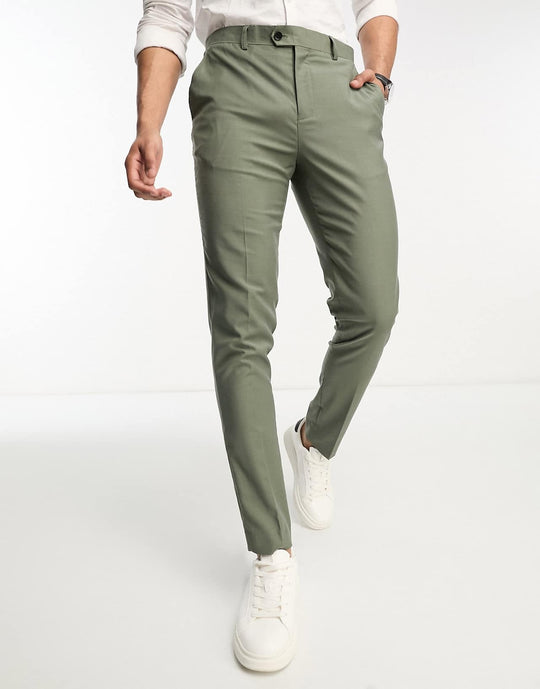 Gianni Feraud Skinny Suit Trousers in Green
