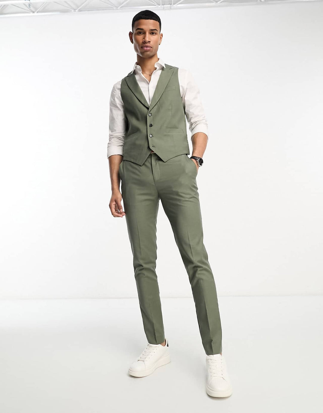 Gianni Feraud Skinny Suit Trousers in Green