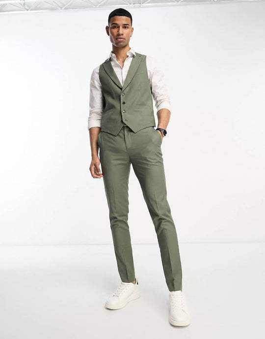 Gianni Feraud Skinny Suit Trousers in Green