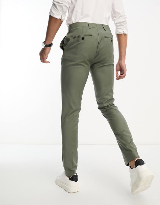 Gianni Feraud Skinny Suit Trousers in Green