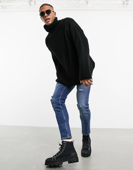 asos-design-oversized-funnel-neck-jumper-in-black