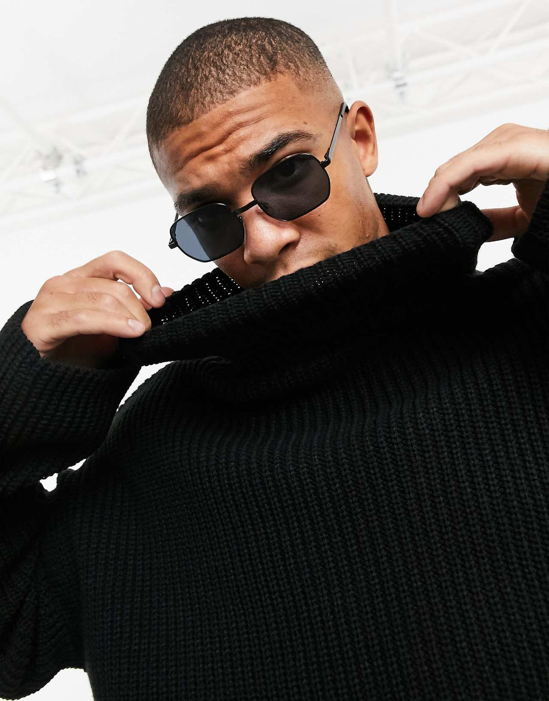 asos-design-oversized-funnel-neck-jumper-in-black