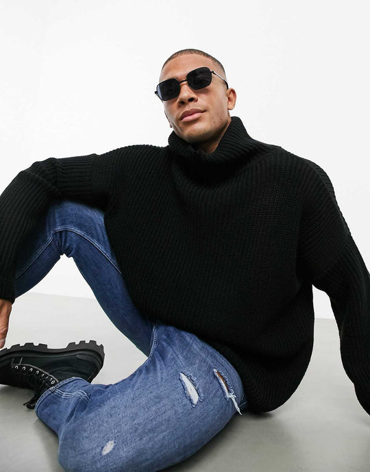 asos-design-oversized-funnel-neck-jumper-in-black