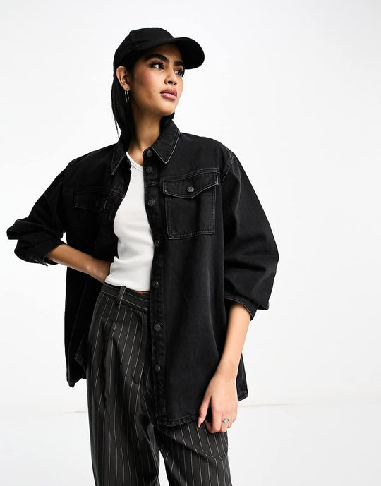 asos-design-oversized-denim-shacket-in-washed-black