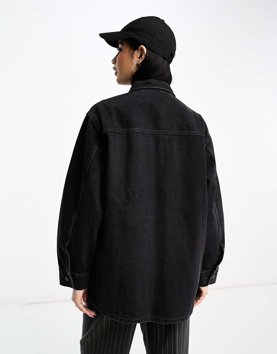asos-design-oversized-denim-shacket-in-washed-black