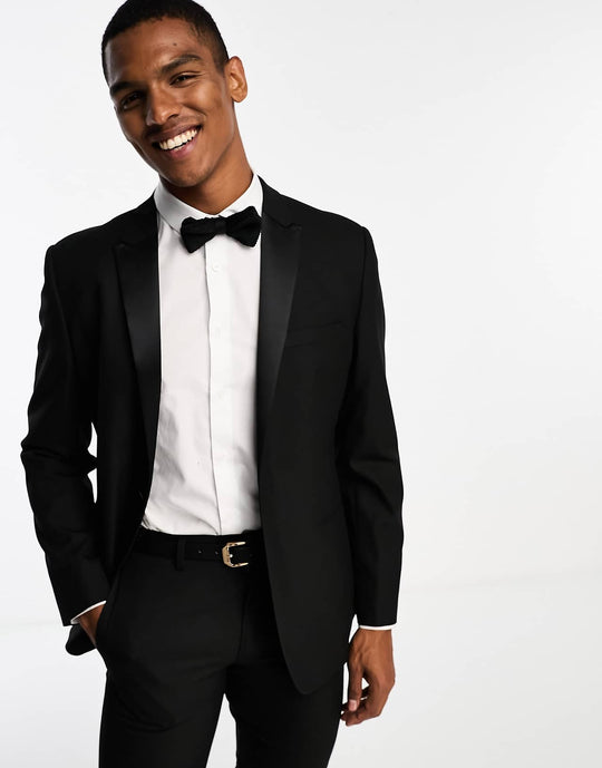 ASOS Design Slim Tuxedo Suit Jacket in Black