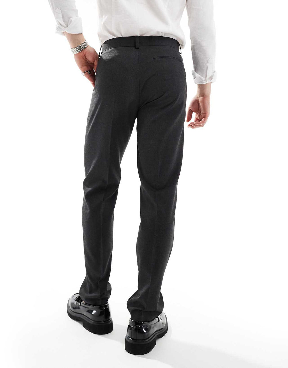 asos design slim smart trousers in charcoal