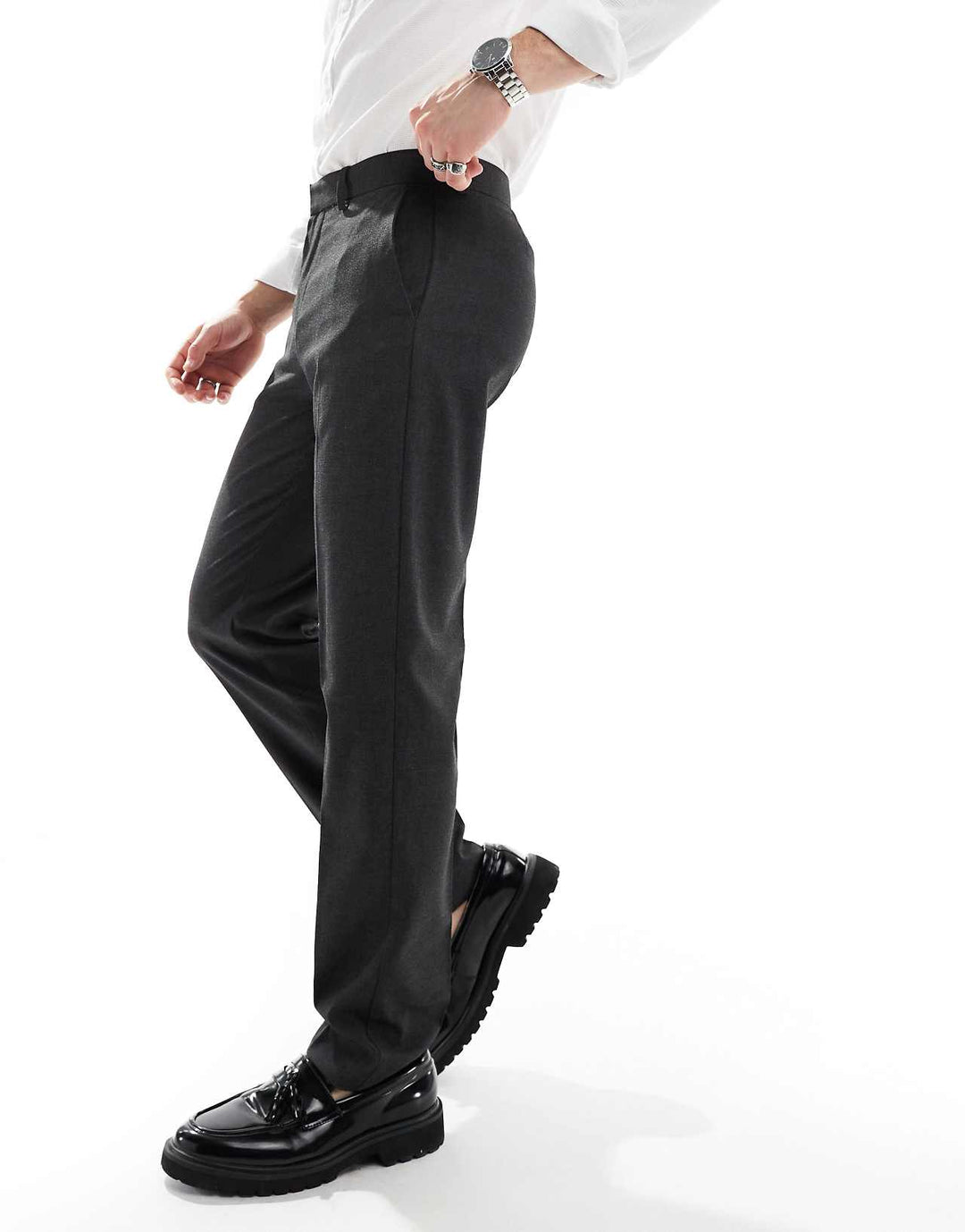 asos design slim smart trousers in charcoal