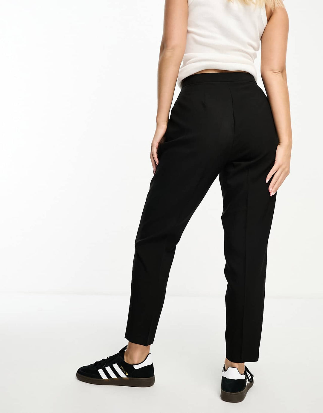 ASOS Design Hourglass Tailored Tapered Leg Trousers in Black