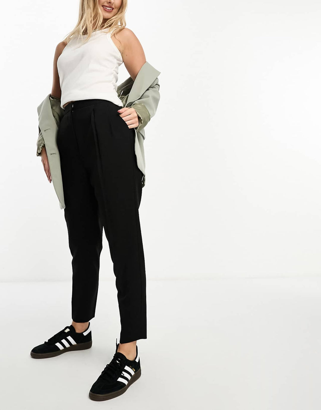 ASOS Design Hourglass Tailored Tapered Leg Trousers in Black