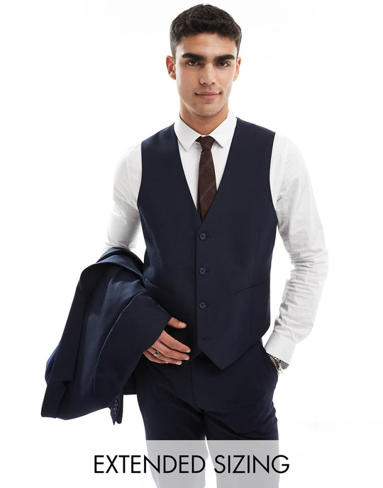 ASOS Design Slim Suit Waistcoat in Navy