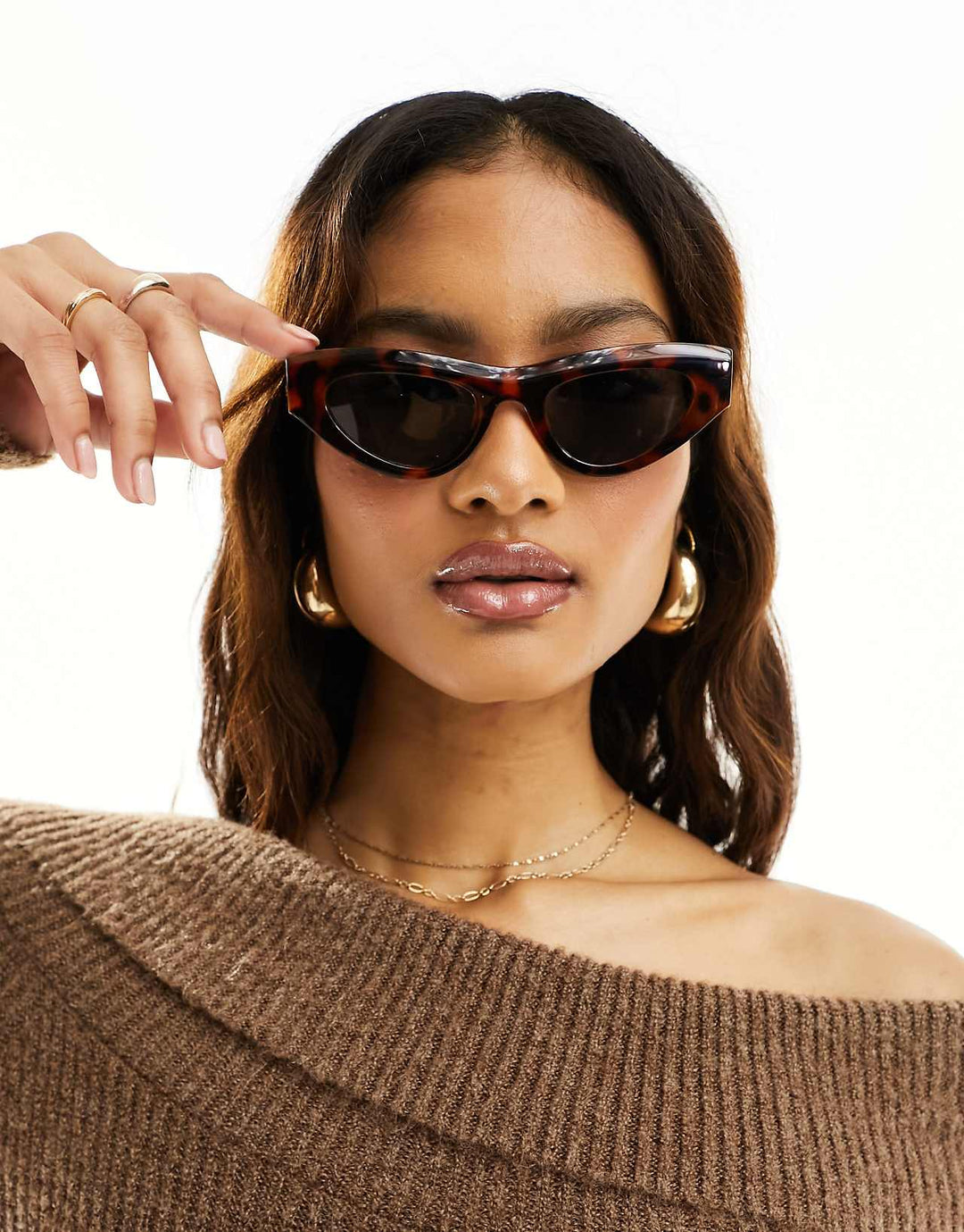 ASOS Design Angular Cat Eye Sunglasses in Tort