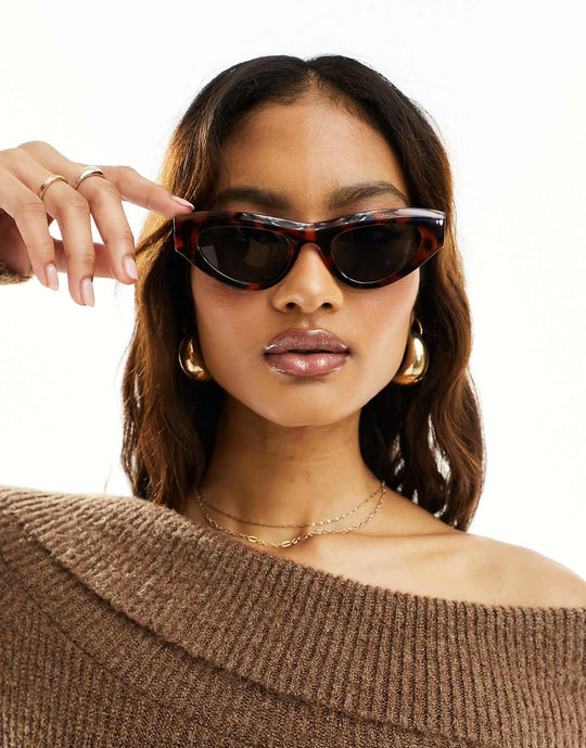 ASOS Design Angular Cat Eye Sunglasses in Tort