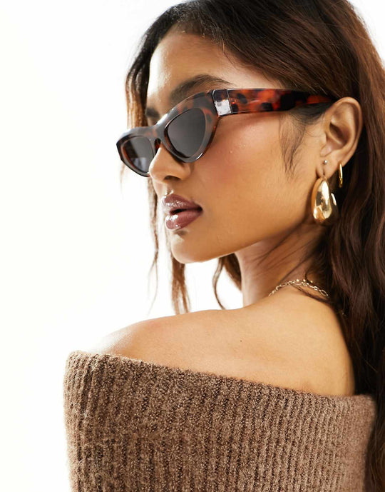 ASOS Design Angular Cat Eye Sunglasses in Tort