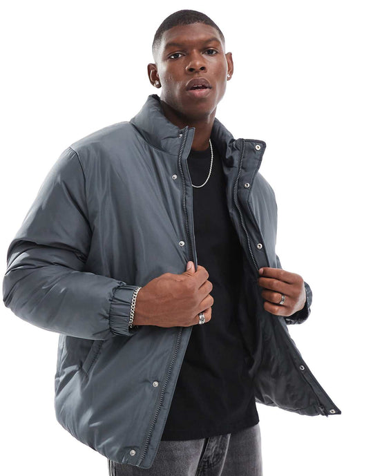 ASOS Design Puffer Jacket in Grey