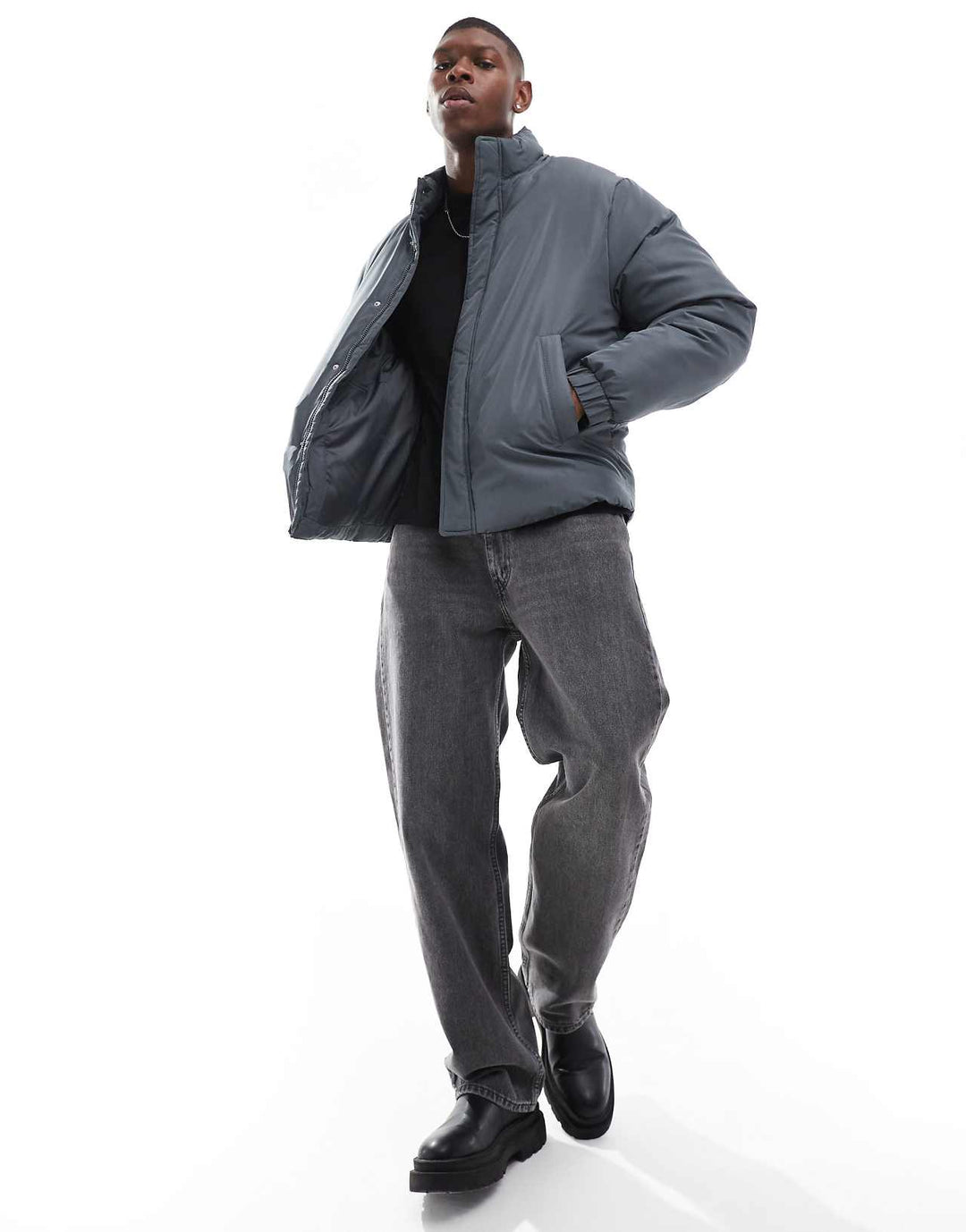 ASOS Design Puffer Jacket in Grey