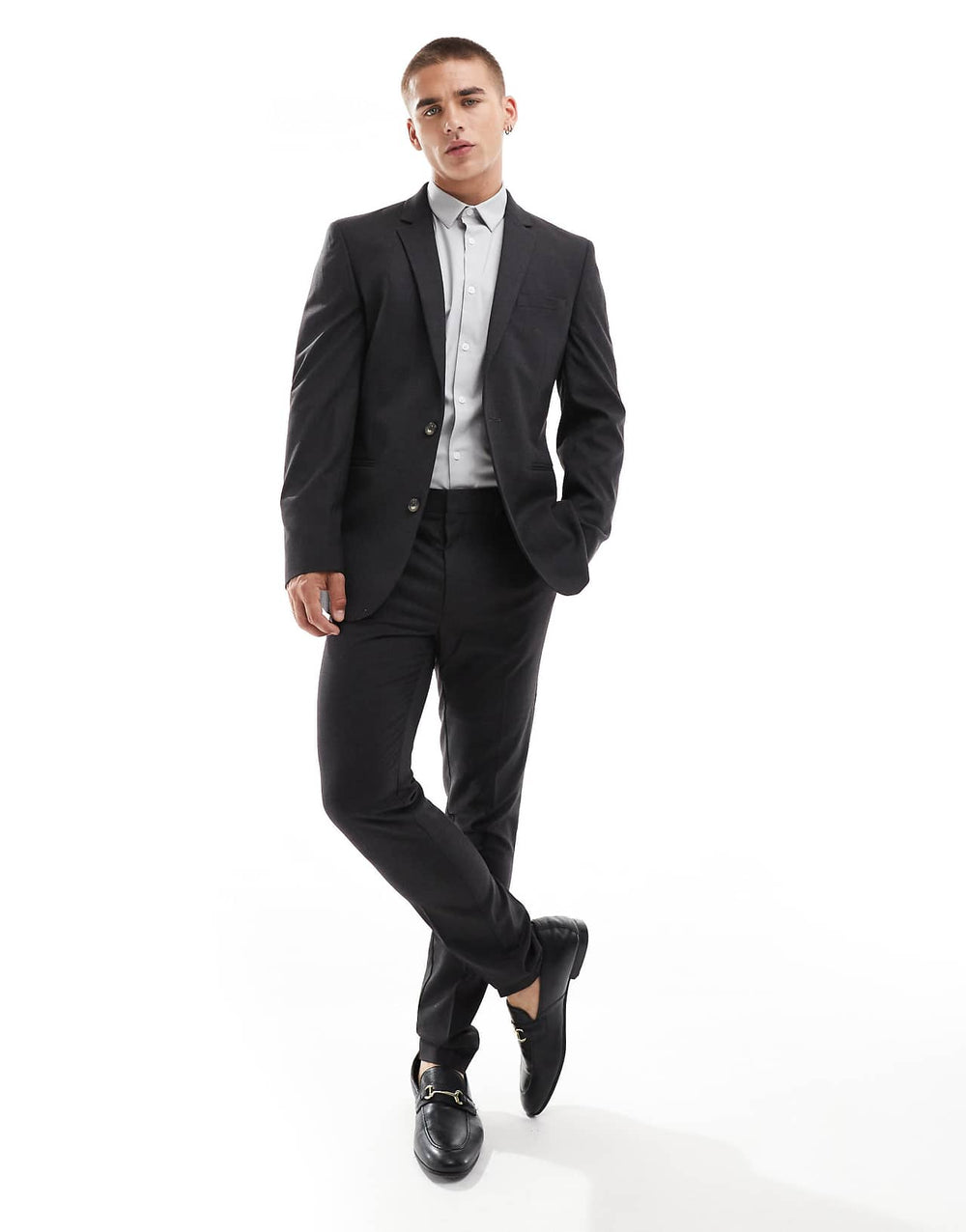 asos design skinny suit jacket in charcoal