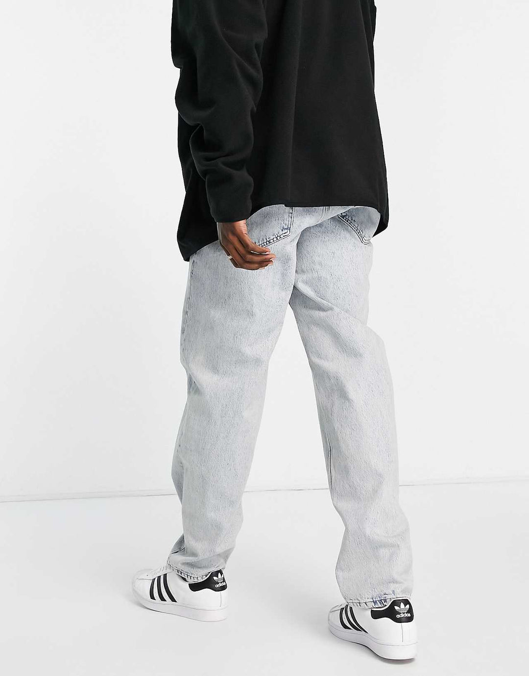 asos-design baggy jeans in vintage light wash blue