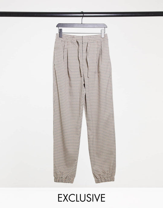 collusion unisex straight leg joggers in heritage check