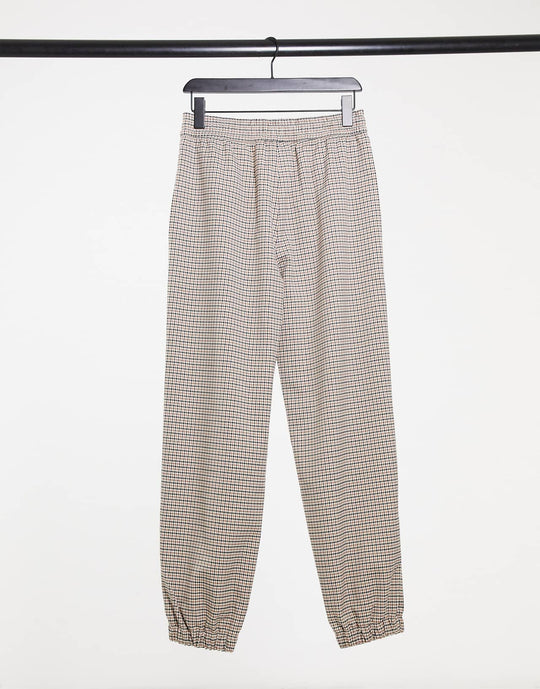 collusion unisex straight leg joggers in heritage check