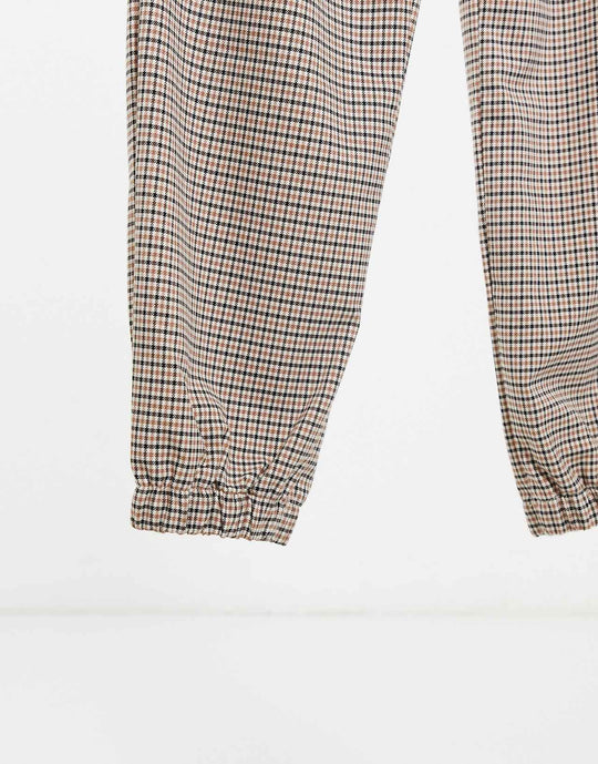 collusion unisex straight leg joggers in heritage check