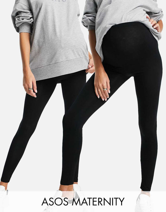 Asos-design-maternity-2-pack-over-the-bump-leggings-in-black