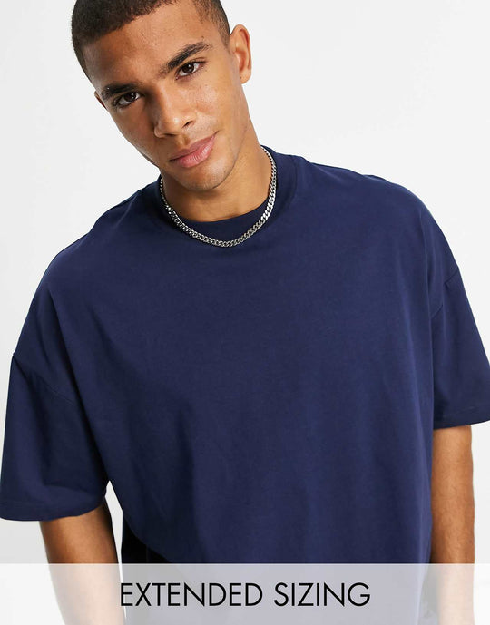 asos design oversized t-shirt with crew neck in navy