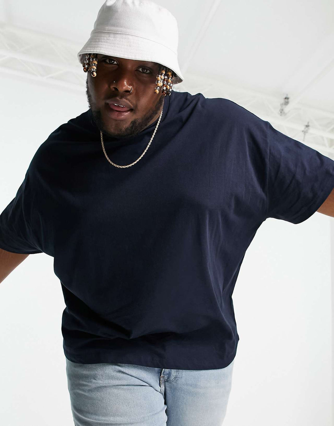 asos design oversized t-shirt with crew neck in navy