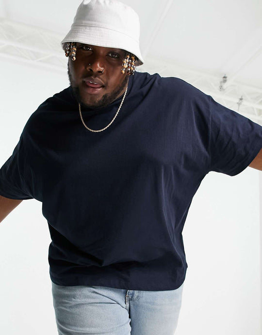 asos design oversized t-shirt with crew neck in navy